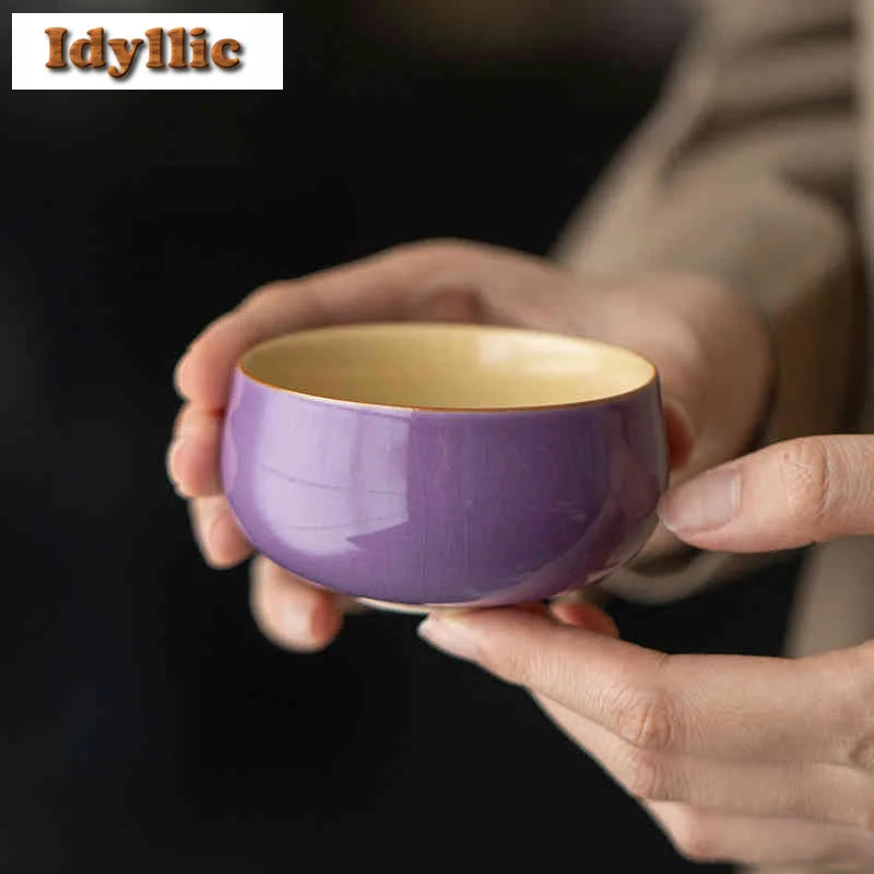 100 مللي الأرجواني رو فرن فنجان الشاي وعاء شاي ياباني أكواب واحدة تذوق الشاي كوب شخصي Chazhan ماستر أكواب عناصر الشاي الديكور هدية