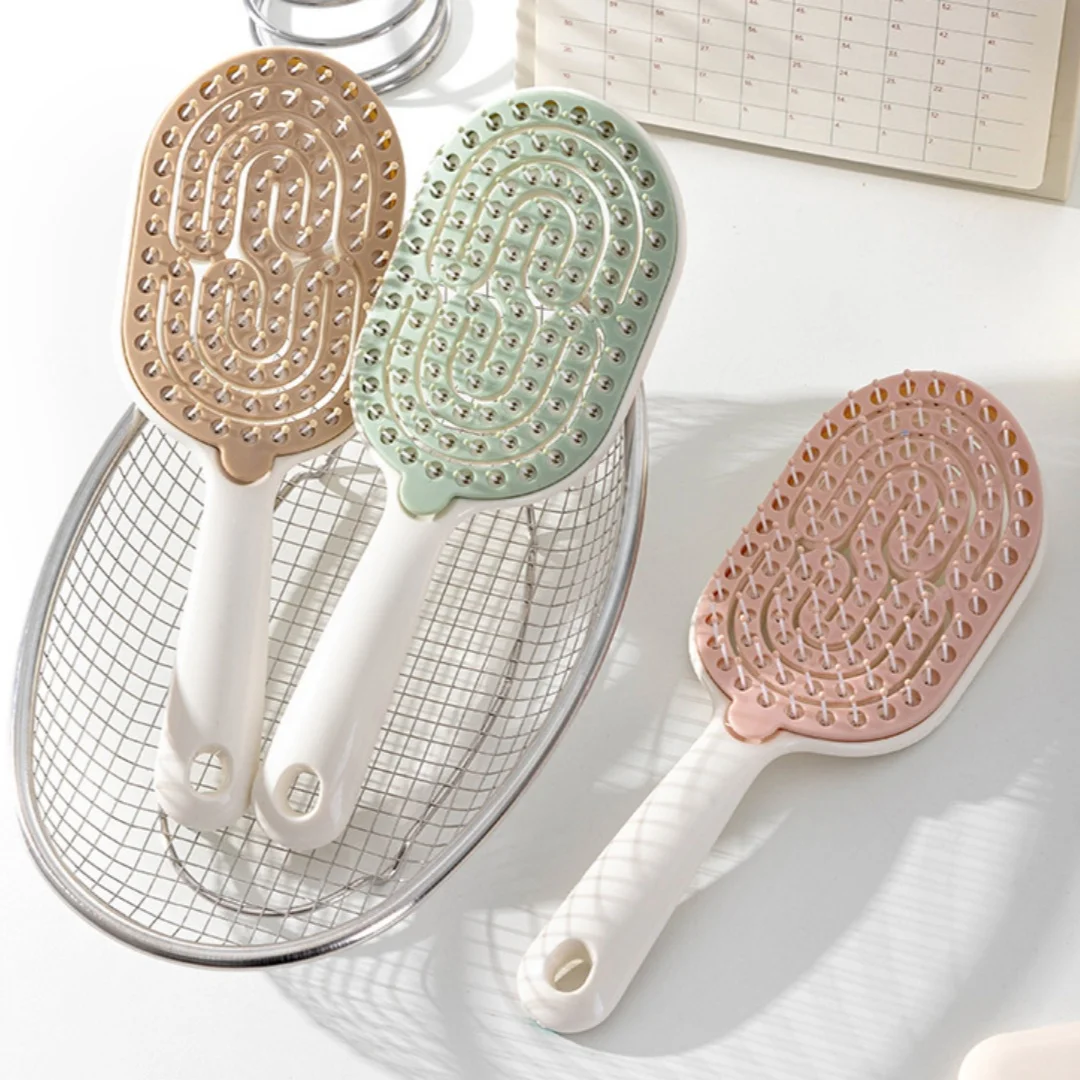 

Female fluffy high skull top styling comb, detachable self-cleaning comb with hollow out comb, household scalp massage comb