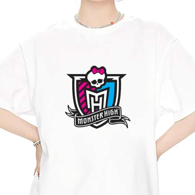 Cartoon M-Monster H-High Girl T Shirt Women Couple Combination Clothes Short Sleeve Collar Fashion Man Cotton