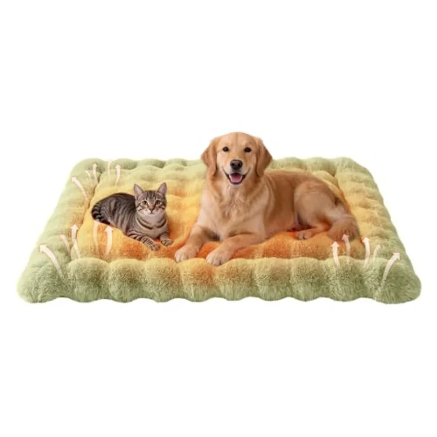 

Self-Warming Dog Bed Plush Faux Fur Mat with Anti-Slip Bottom Ultra Soft Heated Pet Bed for Medium Large Dogs Cozy Fluffy Pad f