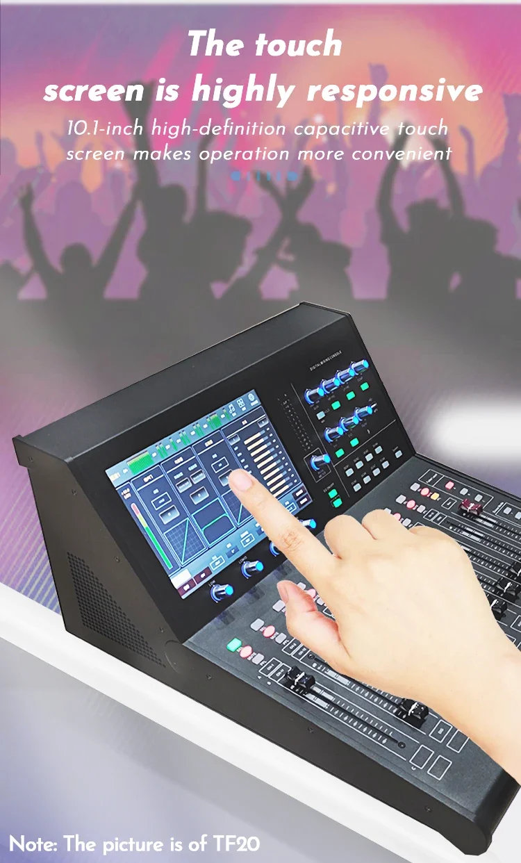 Paulkitson TF20 Digitalmixer 20-Kanal-Audiomixer Motorisierter Fader Digitale Mischkonsole DSP Bluetooth OTG Live-Streaming – Detail 3