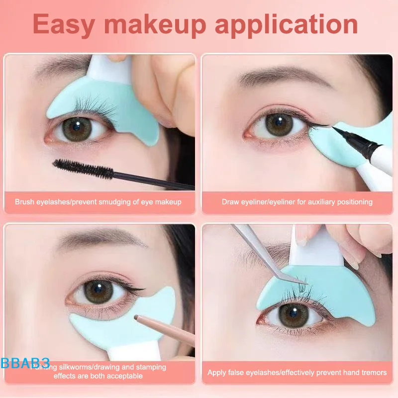 【B】 5 pièces modèle Eyeliner outil de maquillage des yeux Mascara brosse en Silicone aide au maquillage des yeux applicateur de bouclier bouchon de cils multifonctionnel