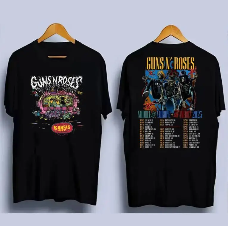 Guns N’ Roses tour 2023 Kauffman Stadium Rock Band Black T-Shirt