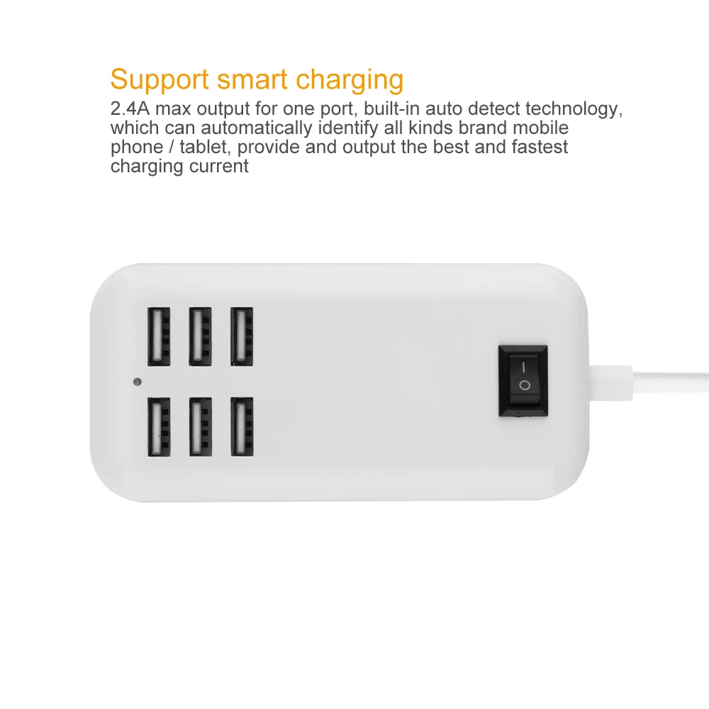 สีขาวสี5V 20W USB Fast Charger US EU ปลั๊ก6พอร์ต Travel Adapter สำหรับ Iphone 13X6 Xiaomi Note Pro Tablet PC