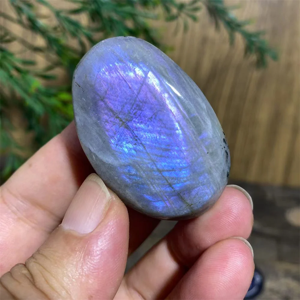 Labradorite Purple Stone Palm Crystal Flash Natural Stone Quartz Reiki Minerals Healing Gemstones Stripe Home Decoration