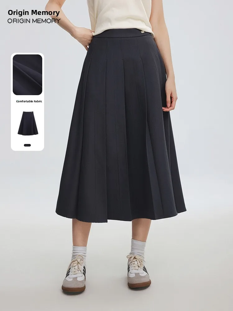 

Модная плиссированная юбка миди А-силуэта из полиэстера, универсальная, летняя новинка, комфортная, стройнящая фигуру