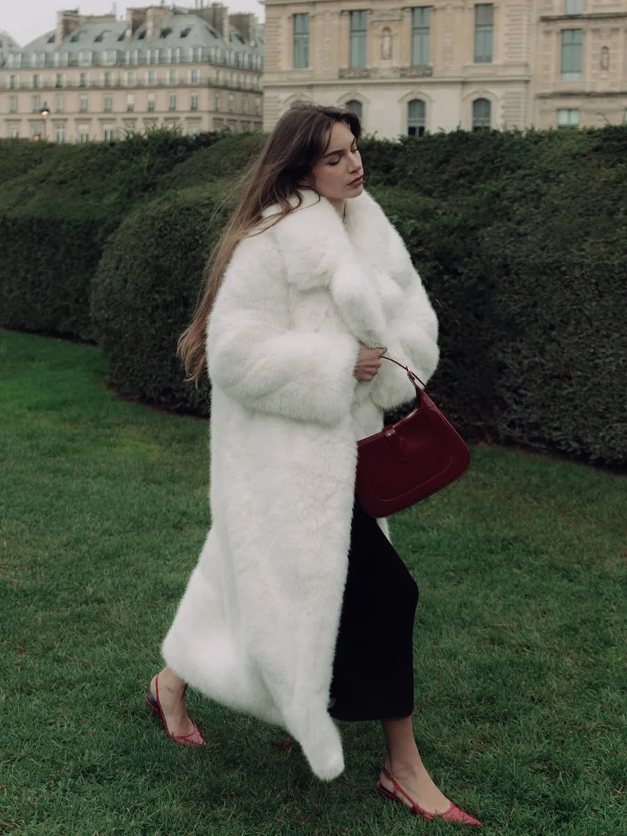 HDHOHR 2026 Winter Elegant Luxury Chic Thick Warm Soft  Long Faux Fox Fur Coat Women High Quality Fluffy Fox Fur Jackets