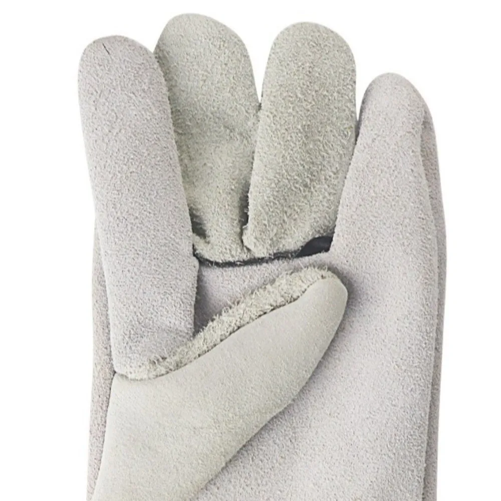 1 Pair Wear-Resistant Welding Gloves Heat Resistant Cut Resistant Leather Gloves Thickened Heavy Duty Gauntlet Gloves