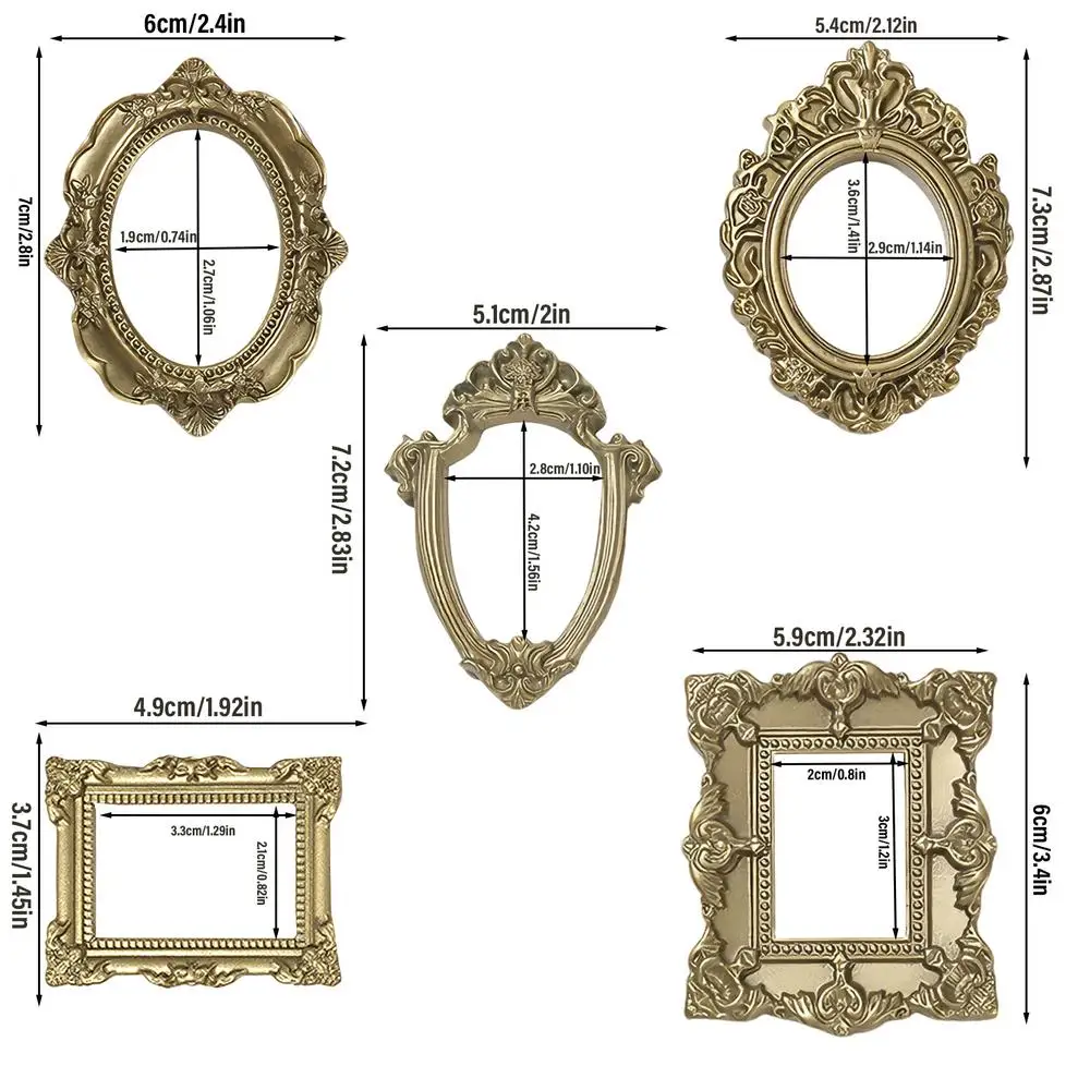 Vintage Retro Gold Mini Picture Frame Display Accessories