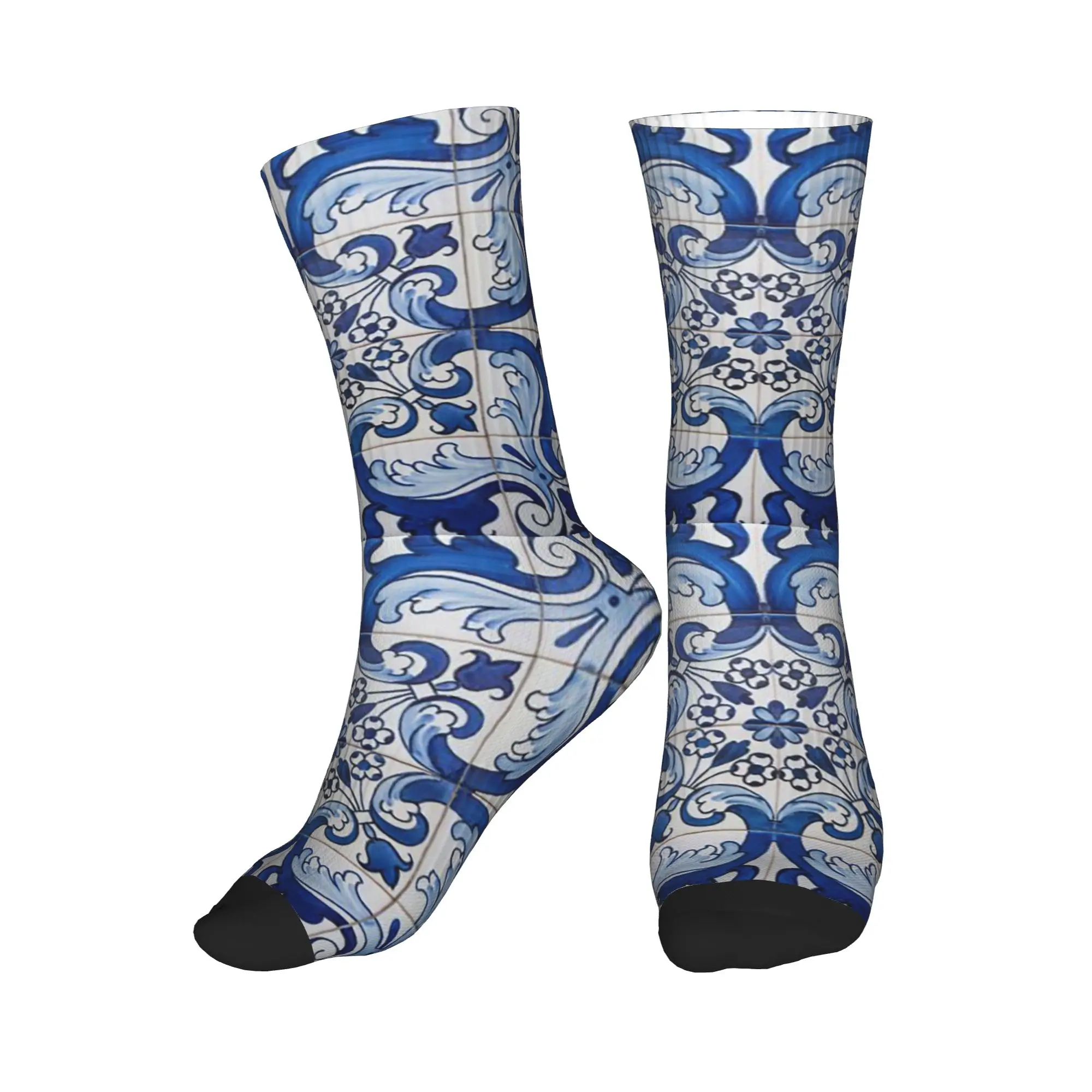 

All Seasons Azulejo Lisbon Azulejos Lisboa Sport Middle Tube Socks Super Soft Crew Socks Fashion Stockings for Men Women