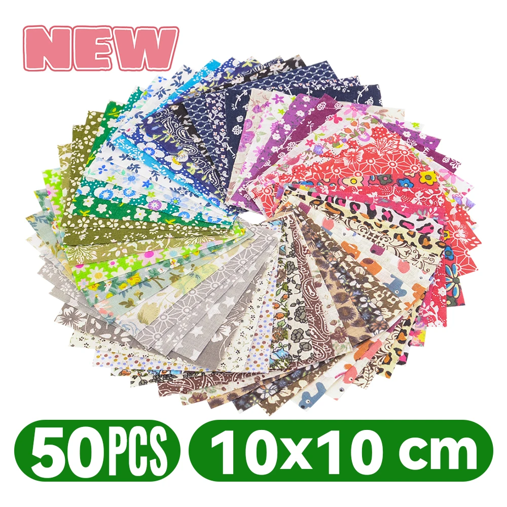 Teramila 100% dünnes Baumwoll gewebe Patchwork für Quilts, zufällige Farbe, kein Wiederholung design Tuch zum Nähen 19-50 teile/beutel 10*10 cm – Detail 7