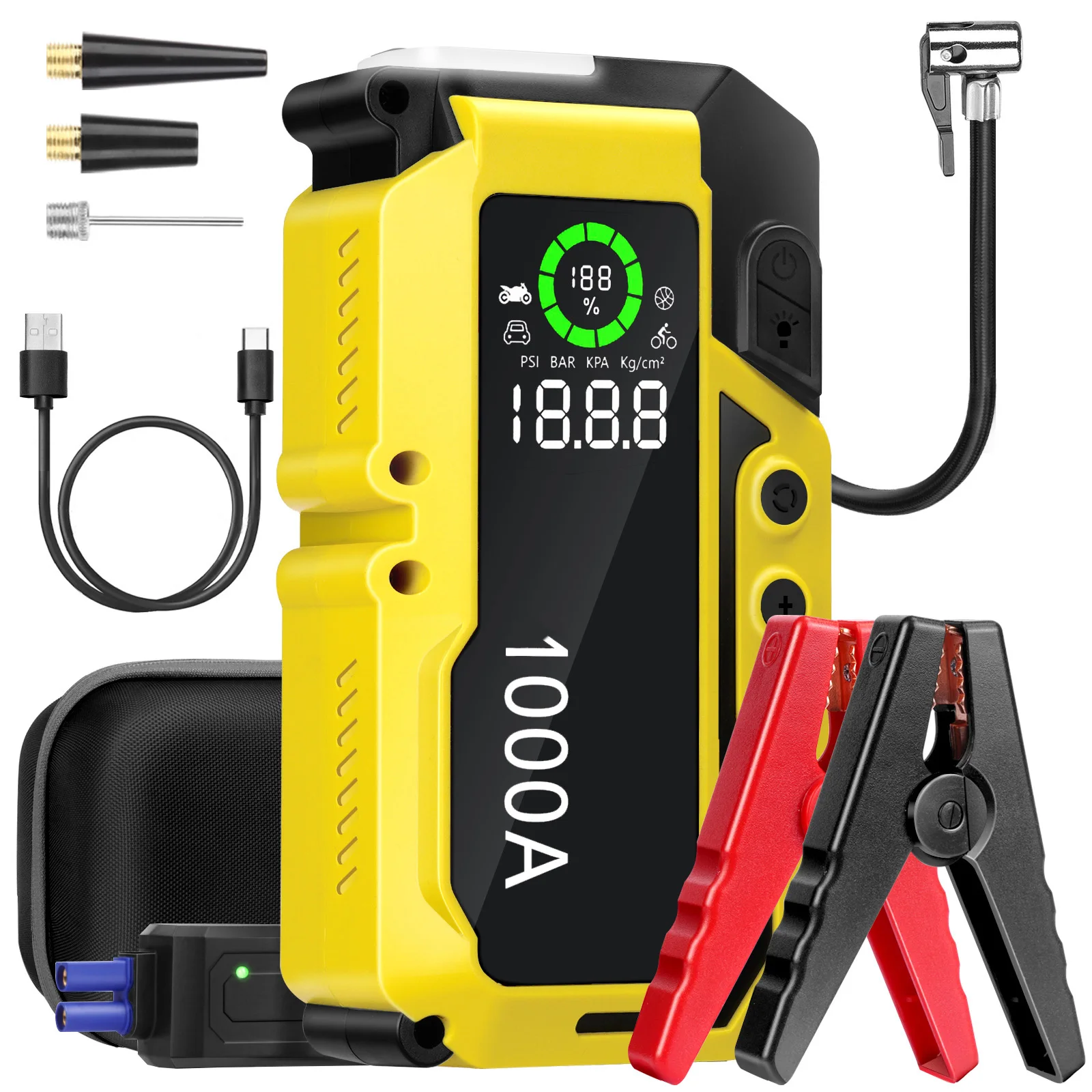 Emergency Auto Jump Starter 12V 10000mAh Portable Car Booster Start Power Bank Battery Jumper