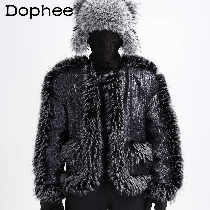 Men's 2025 Autumn New Fashion Plush Long Sleeve Stylish Jackets High-end Thickened Soft Comfort Parkas Unique Light Luxury Coats