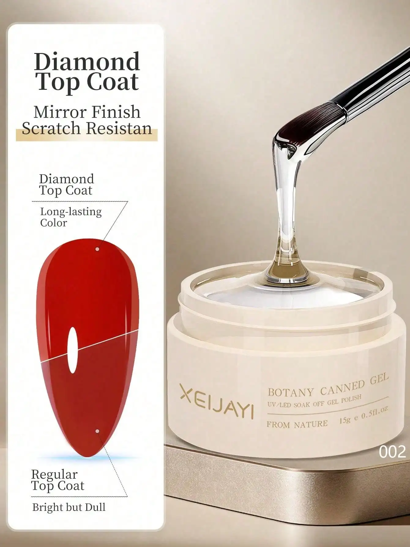 XEIJAYI 15g Nail Care Functional Gel, Diamond Sealing Gel, Scratch Resistant, Wear-Resistant, Durable, Bright, Canned Gel Nail