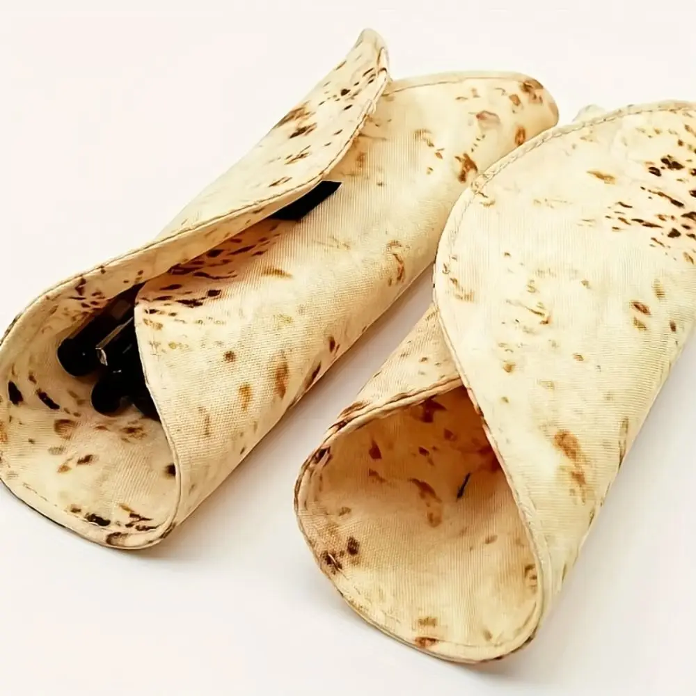 Creative Design Flying Pancake Pencil Case Canvas Material Fun Burrito Design Pancake Pencil Box Stain-resistant
