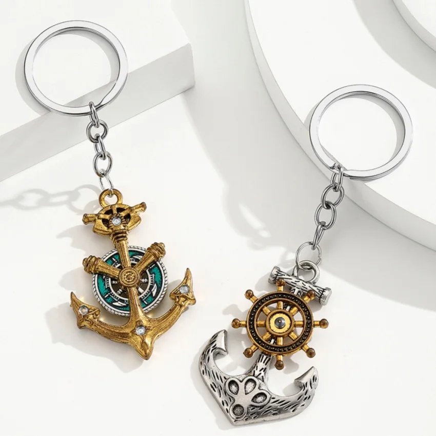 Vintage Retro Style Anchor Keychains Men Backpack Car Keychain Pendant Sailors Nautical Enthusiasts Charm Jewelry Gift Wholesale