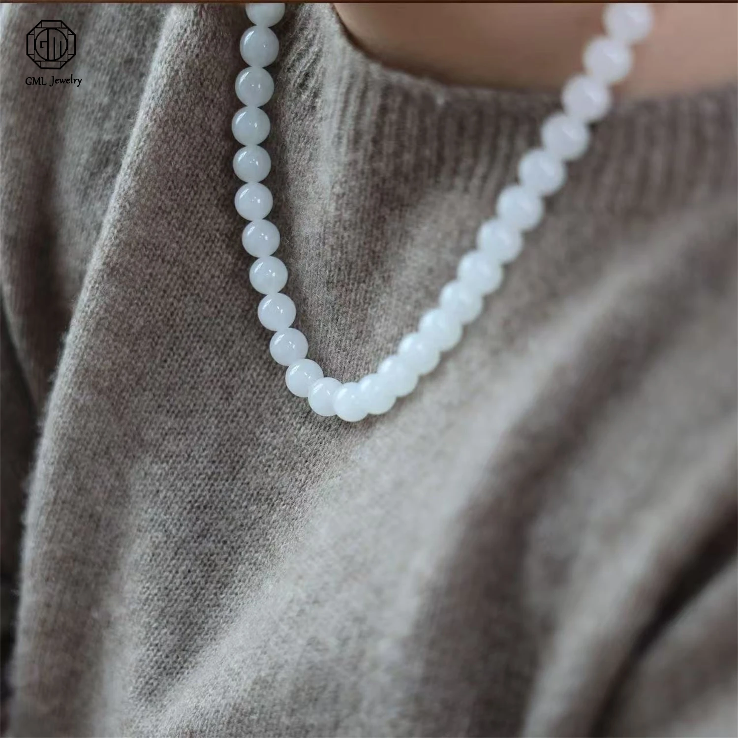 Natural Hetian Black White Jade Old Material 108 Beads Necklace Women Versatile Multi Strand Exquisite Ethnic Style Jewelry Gift