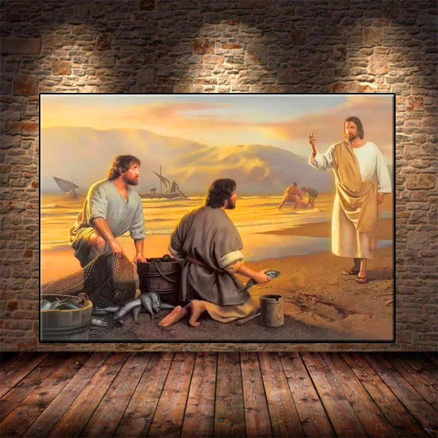 

Diamond Painting Kit New Famous Art Christ Jesus and Fishermen Diamond Mosaic Picture Embroidery Adult Decoration Gift