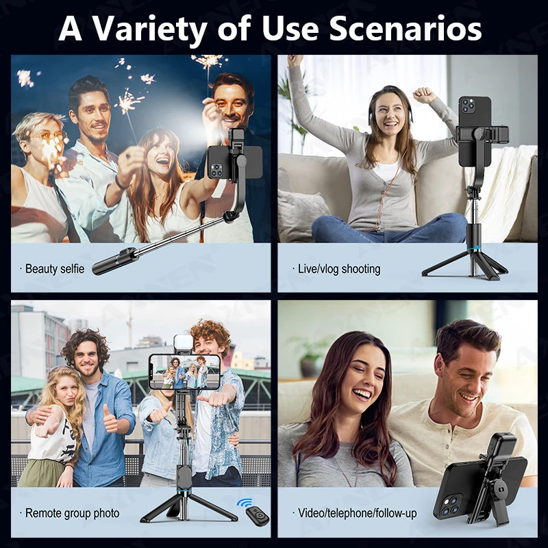 C01s Selfie Stick Tripod with Fill Light, Detachable Phone Bracket Monopod, Wireless Bluetooth Remote for Huawei iPhone Android