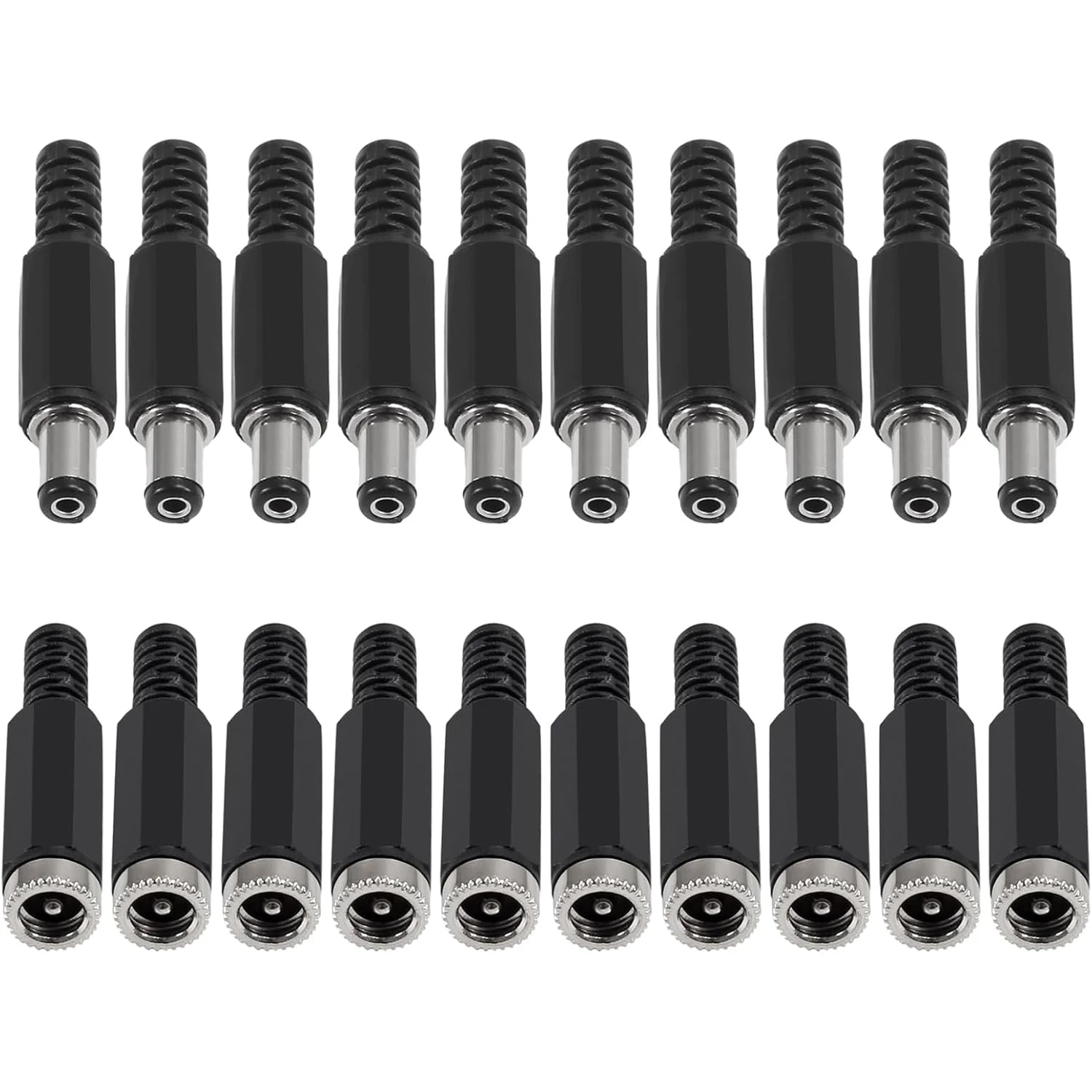 20 Pairs (40PCS) DC Socket 5.5mm x 2.1mm Female DC Barrel Jack Solder DC Connectors 5.5x2.1mm DC Power Plug Male Female Jack