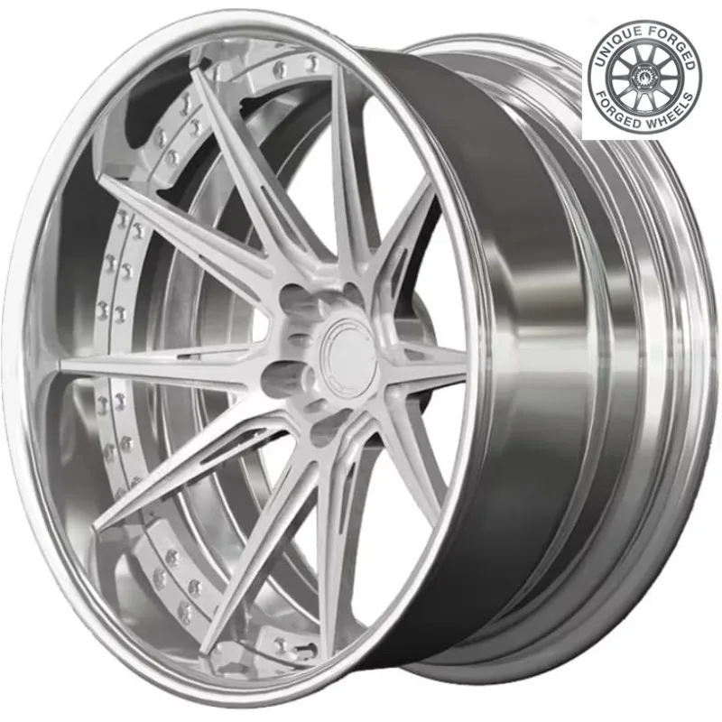 26 Style 2 Piece Extreme Deep Dish Polished Edge T6061 Forged Rim Alloy Wheel 18 19 20 21 22 23 24 Inch 5X112 5X108 5X114.3 5X12