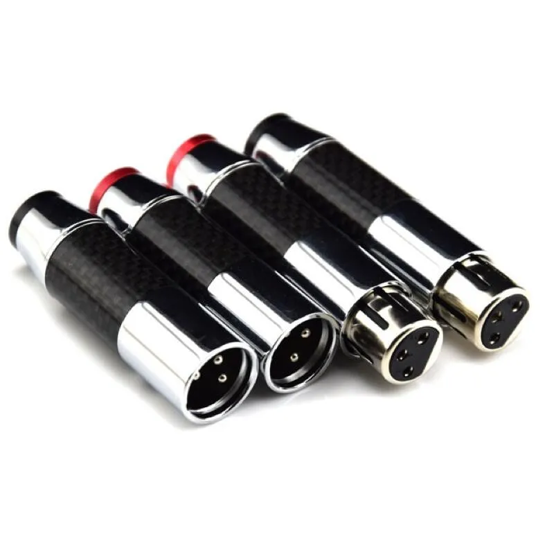 4pcs/set Carbon Fiber XLR Plug Connector 3Pin M & F Black  XLR wire connector 3PIN XLR Microphone plug