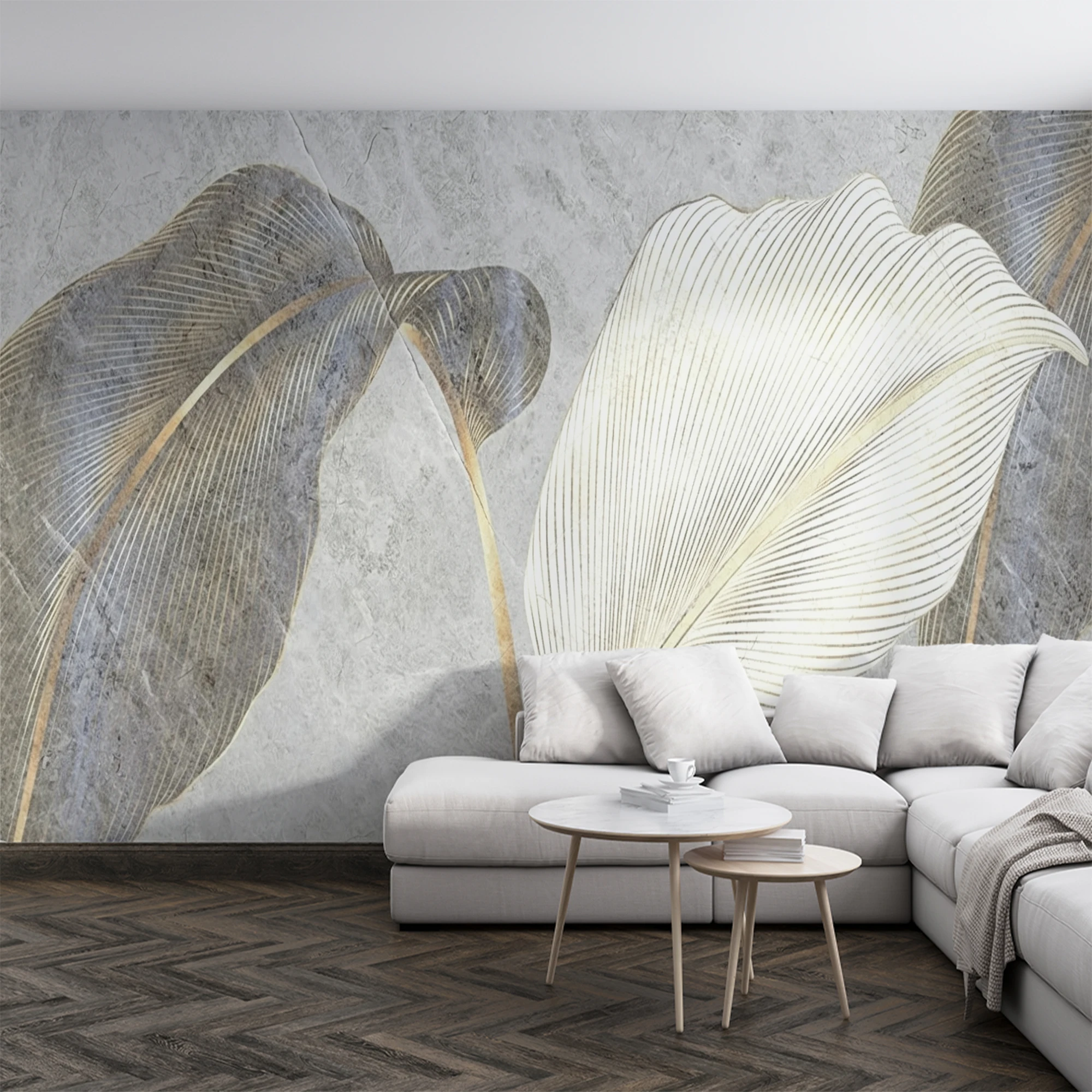 Customized 3D Vintage Tropical Leaf Wall Mural Retro Texture Plant Leaves Wallpaper For Living Room Bedroom Home Background Wall