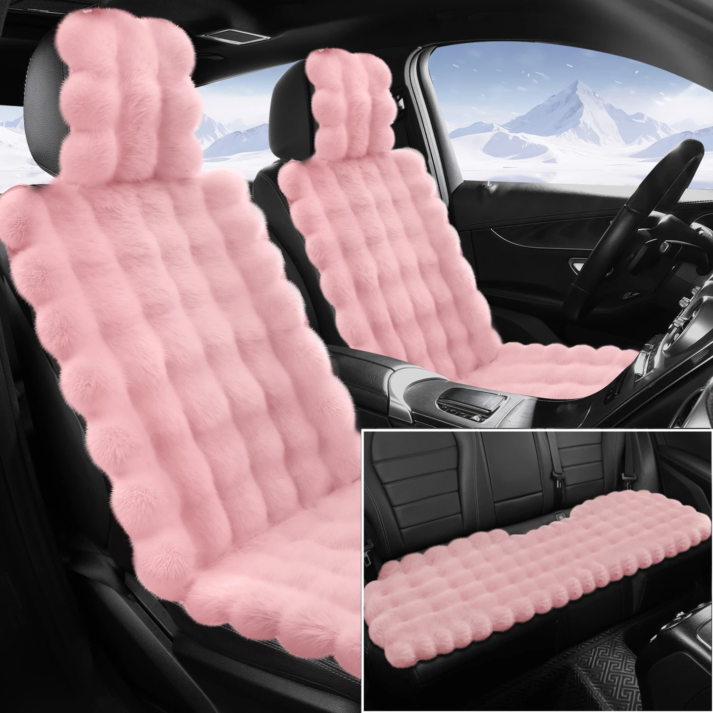 

5-местные чехлы премиум-класса для автомобильных сидений, мягкий мех, 3D сетка, нескользящий, ультра теплый зимний дизайн, 4 модных цвета, приятный для бюджета, автомобильный декор
