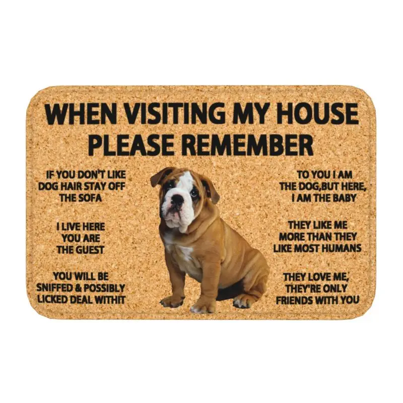 Please Remember English Bulldog Doormat Non-Slip Bathroom Kitchen Mat Living Room Door Floor Entrance Carpet Rug