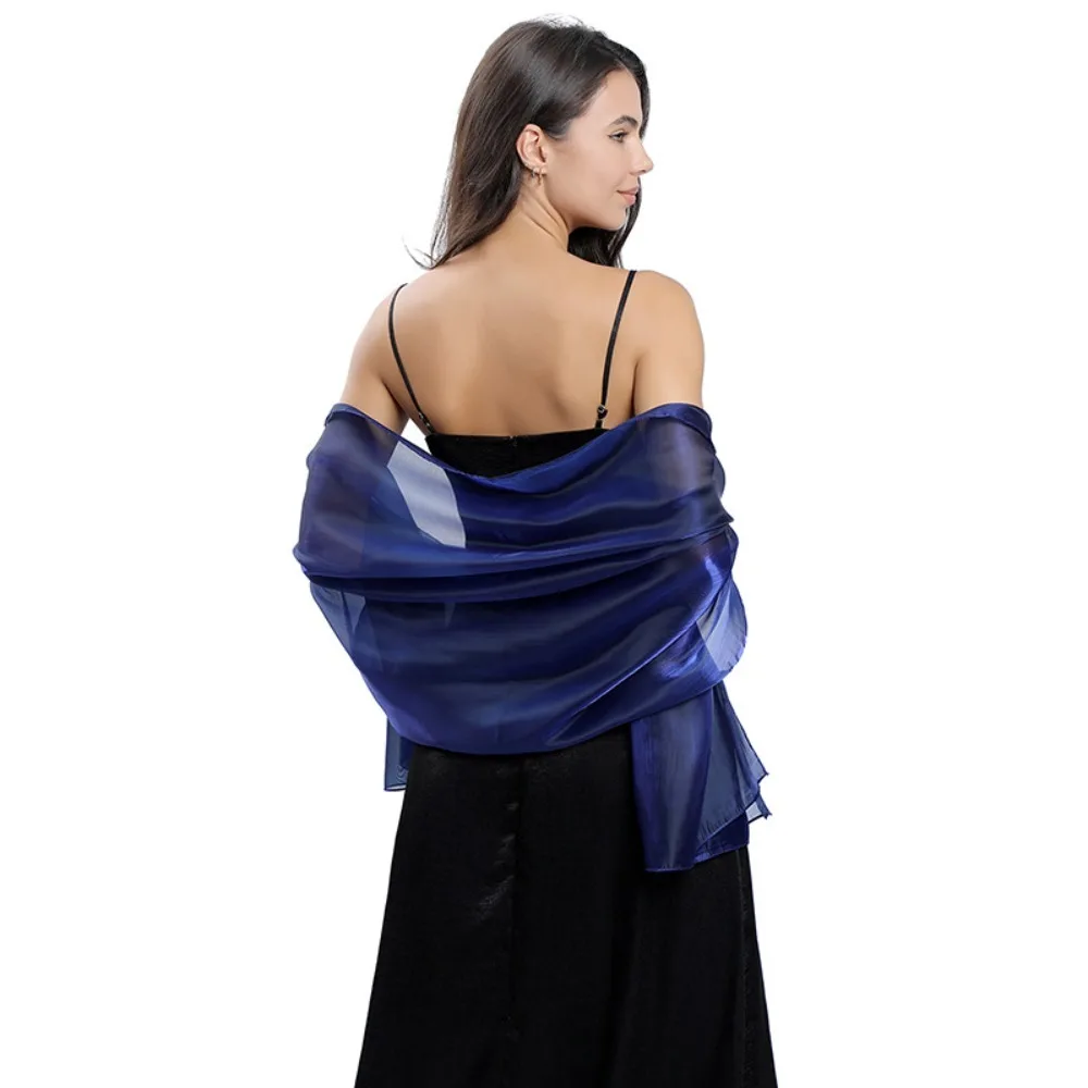 Fashion Pure Color Scarf Satin Bridal Evening Dresses Shawl Long Bridesmaid Headscarf Women