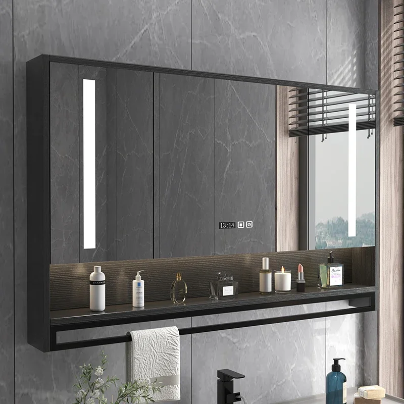 Nordic Smart Bathroom Mirror Cabinet Wall Mounted Anti-fog Smart Mirror Cabinet with Backlight Storage Simple Home Furniture FYB