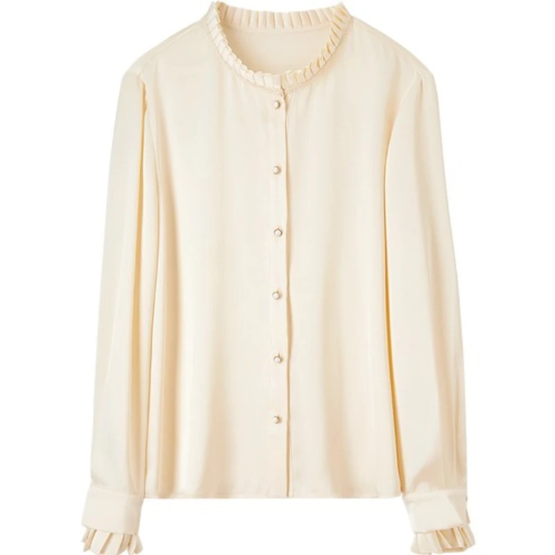 SENTUBILA قميص نسائي أنيق للتنقل 2025 خريف جديد مكتب سيدة بلوزة بلون فضفاض كم طويل ملابس علوية 151C58947X