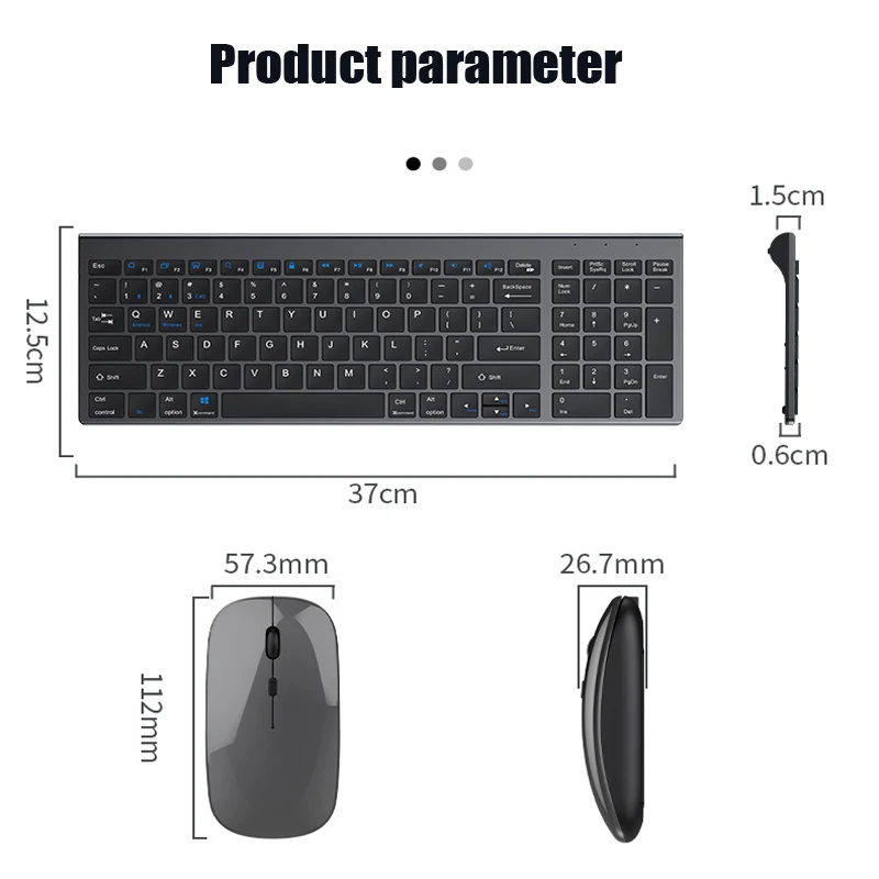 Clavier et souris sans fil Bluetooth, rechargeables, ChlorSilent, pour IPAD, IOS, Android, PC, ordinateur portable, Windows, 109 prédire