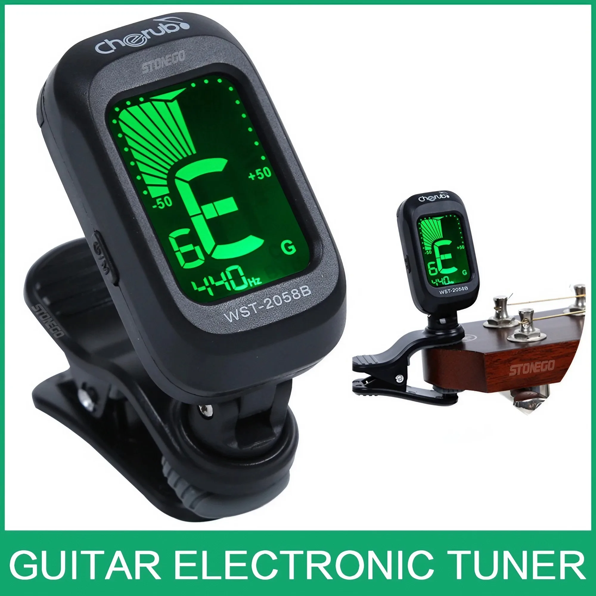 Digital Acoustic Clip Type Guitar Tuner Rotatable Clip-on Tuner LCD Display for Chromatic Acoustic Guitar Bass Ukulele Guitar