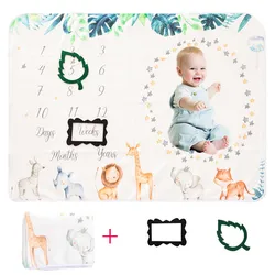 75*100cm Baby Milestone Flannel Blanket Newborn Photography Blanket Baby Photography Background Cloth Growth Commemorative