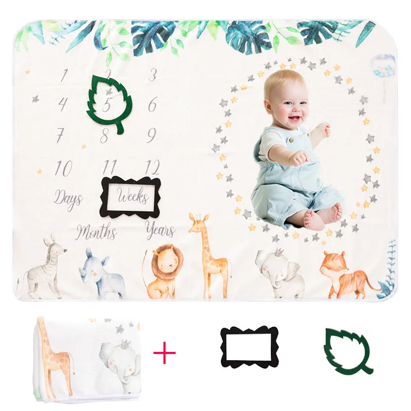 75 * 100 cm Koc flanelowy Baby Milestone Koc do fotografii noworodkowej Tło do fotografii dziecięcej Uroczysty wzrost tkaniny