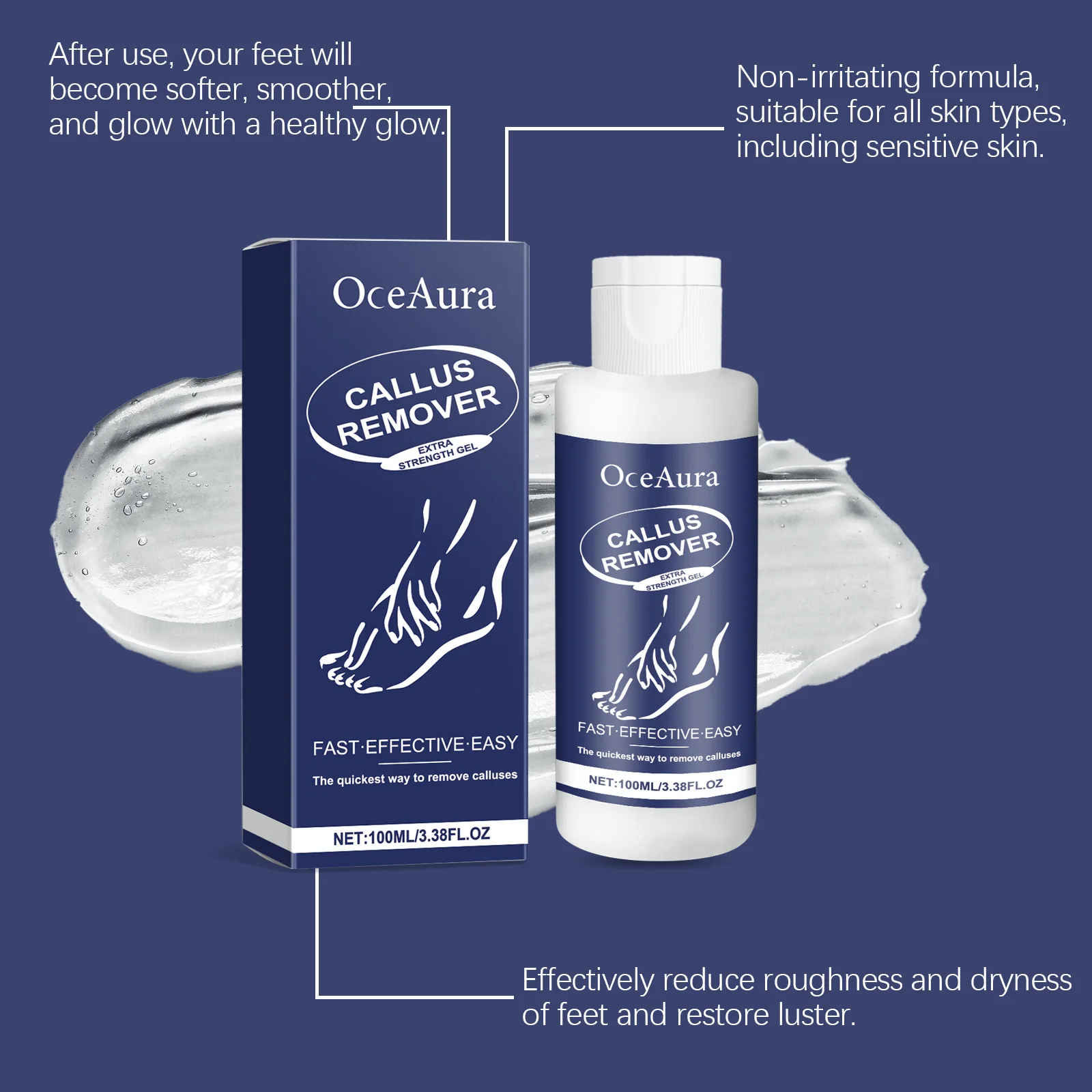 OceAura Niacinamide Foot Exfoliating Gel Remove Dead Skin Help Soften Improving Cracked Dry Deep Moisturize Foot Hydrating Cream