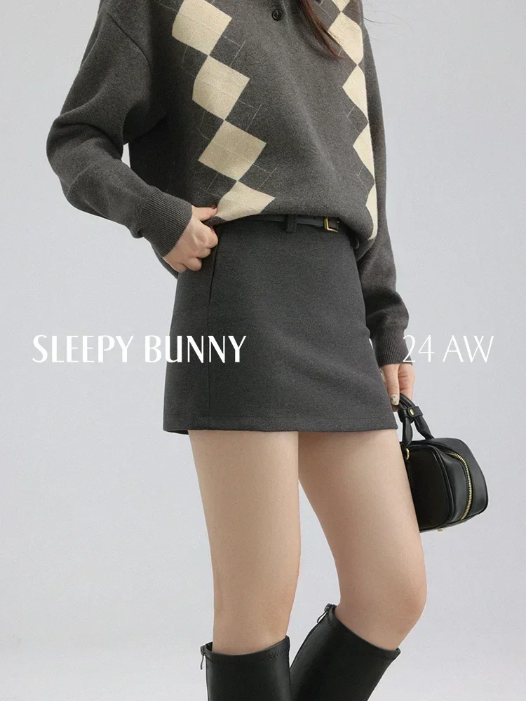 Retro Style Wool-Like High-Waisted Mini Skirt Women Winter A-Line Slim Fit Anti-Exposure 2025 Elegant Skirt for Petite Figures