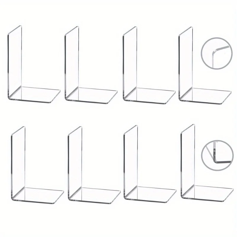 Transparent Acrylic Bookends: Modern L-Shaped Desk Bookends for Organizing Your Space