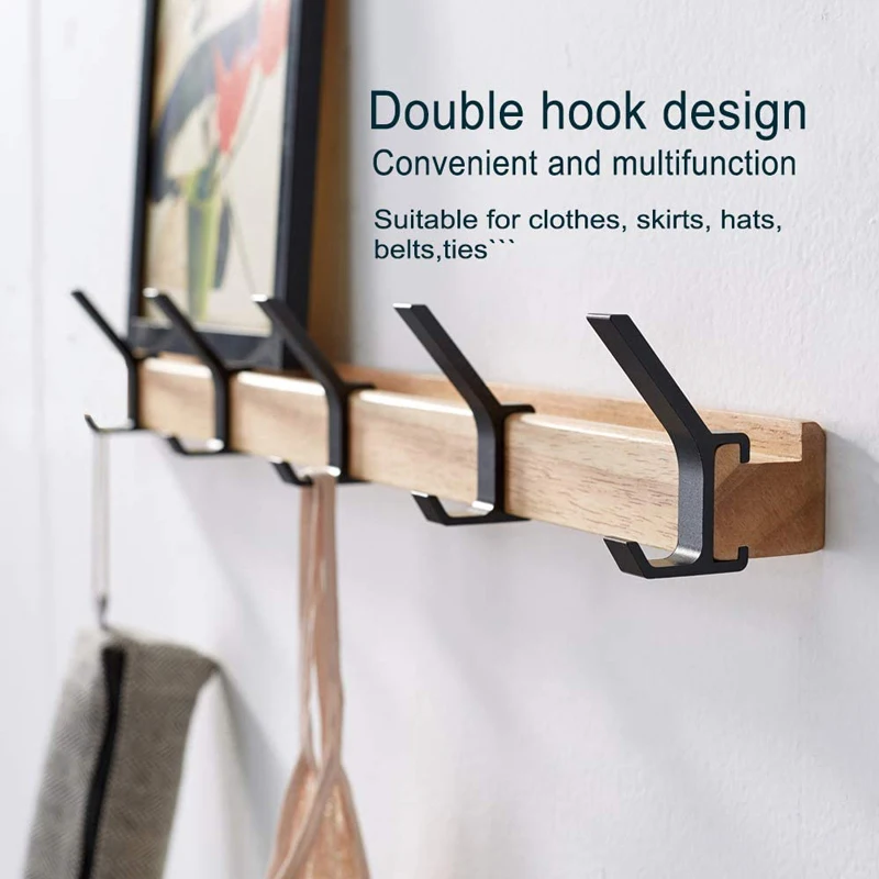 Nordic Fashion Coat Hook Rack Wall Mounted Rack-Five Hook Aluminum Metal  Rail for Coat Hat Towel Robes Wooden Furniture Hanger