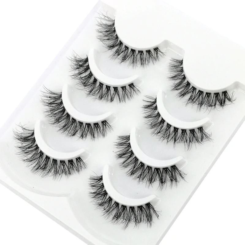 New 4 pairs 3D mink lashes natural long invisible thin band fake lashes curl transparent terrier soft eyelashes extension Beauty