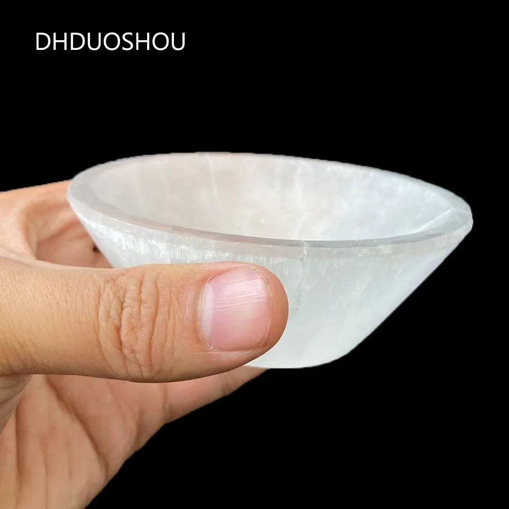 

Natural Crystal Selenite Bowl Small White Gypsum Cup Plate Carving Energy Quartz Stones For Healing Witch Home Decor Fengshui