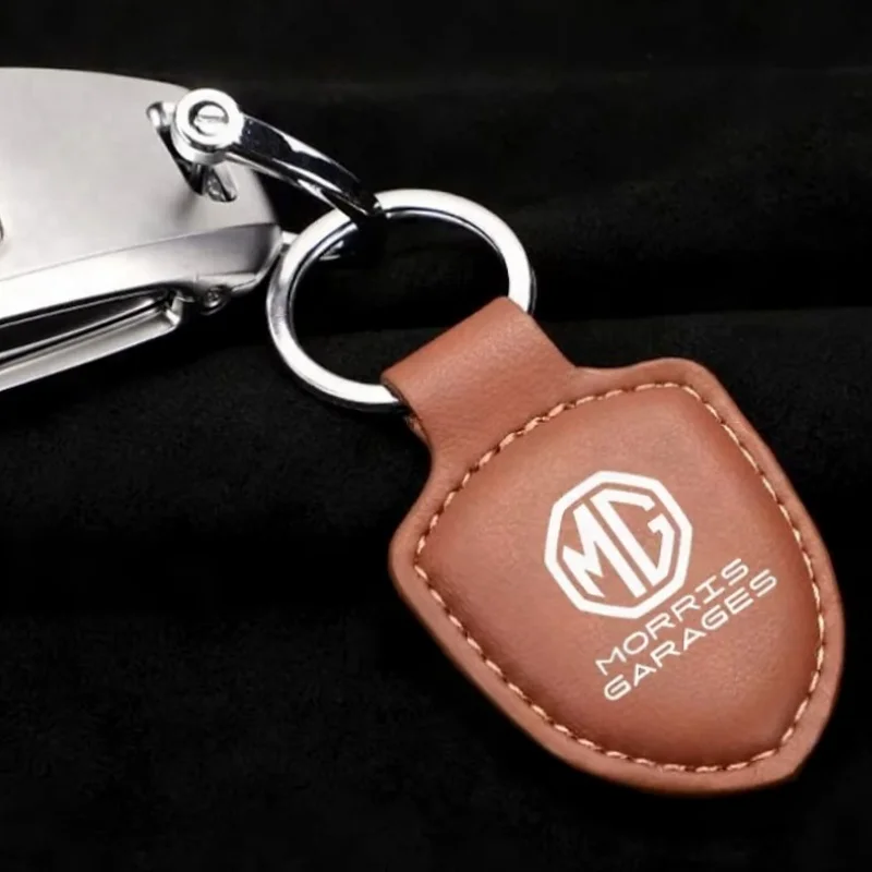Car Keychain Car Key Charm Key Chain Pendant Genuine Leather For MG ZS MG4 EV MG HS MG3 MG5 EV Marvel R MG ONE MG6 MG ZS EV