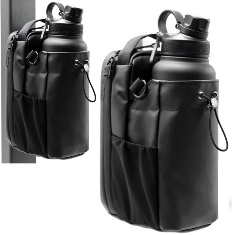 Magnetic Water Bottle Bag Sling Bag for Men Women Strong Magnetic Cup Holder Pouch with Phone Pocket Gym Travel Work Sports Bag