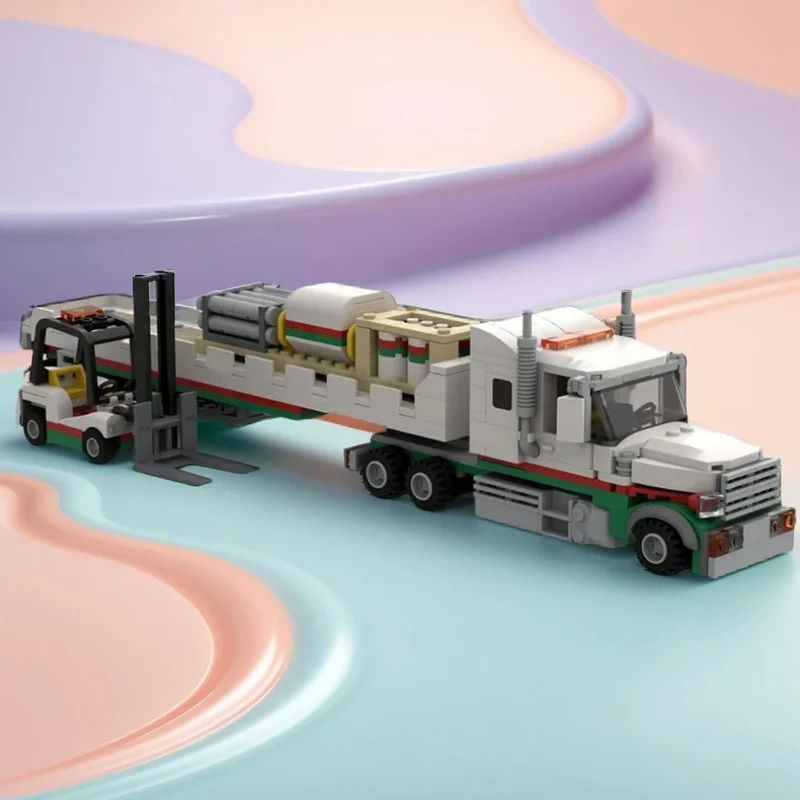 598pcs MOC Octan Truck Flatbed City Street Model Building Blocks Home Decor Desk Display Shelf Accent Collector Gift For Adults
