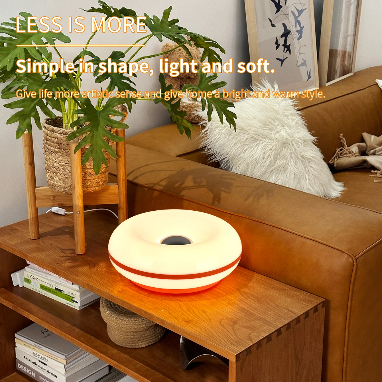 USB Plug Doughnut Table Lamp Bedroom Bedside Ambient Light Bauhaus Living Room Dining Room Decorative Light(Not Glass)