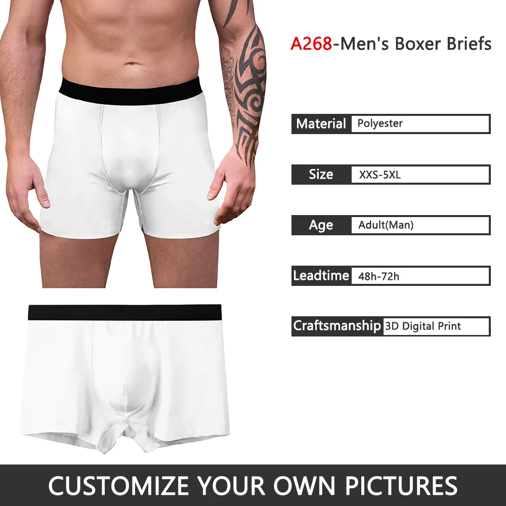 Men's Panties Personalized Custom Patterns Underwear Boxer Briefs 3D Digital Print Underpants Valentine’s Day Gift For Husband