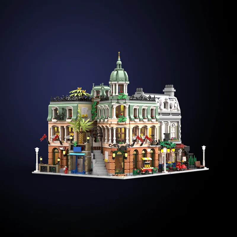 Model ulicy miejskiej Moc Klocki Konstrukcyjne Grand Hotel Model Modularny Klocki Technologiczne DIY Zestaw do Składania Zabawka Prezent