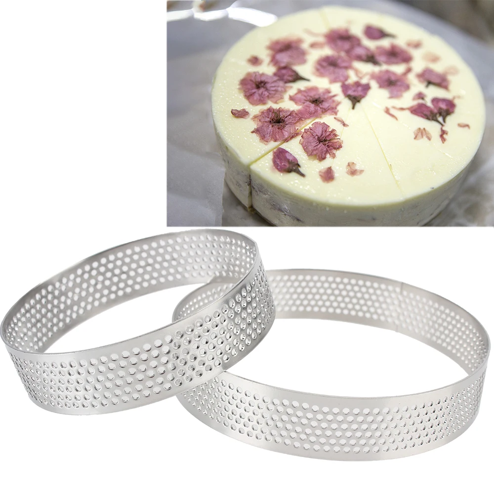 Tart Mold Baking Tools Perforated Stainless Steel Pie Ring Cookies Pastry Circle Cutter Tartlet Cake Mousse Mould 6 8 10 CM