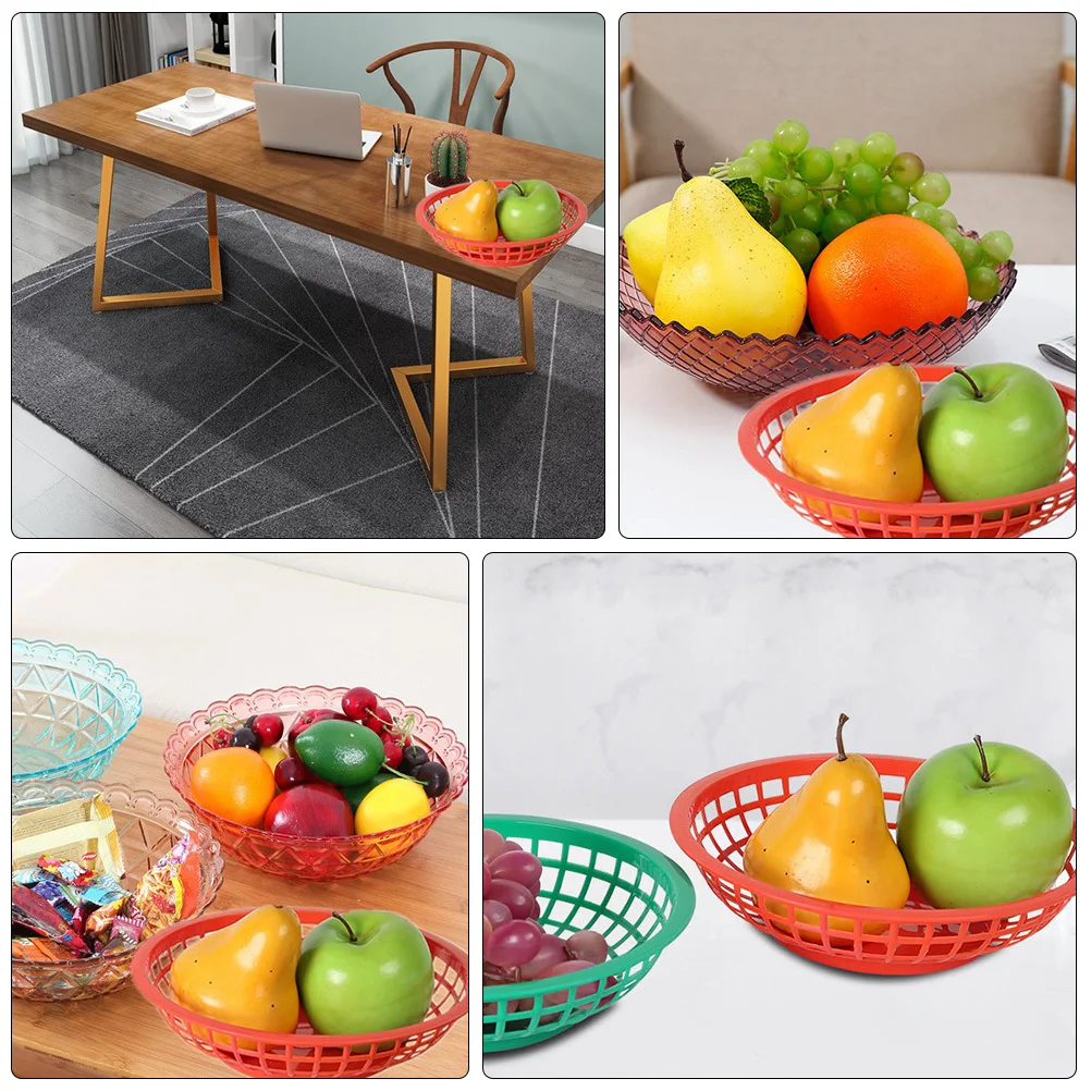 

2Pcs Plastic Hollow Snack Basket Multifunctional Fruit Vegetable Basket Food Storage Container Plastic Snack Storage